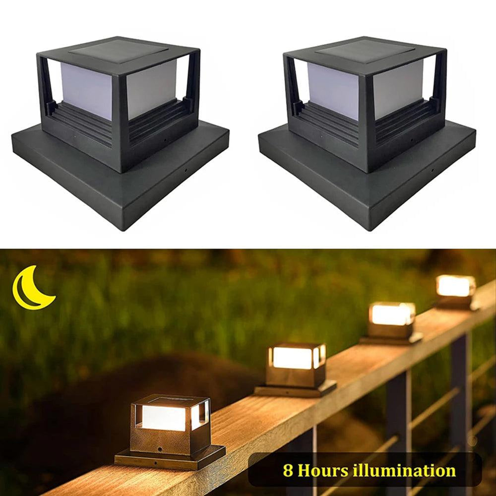 Solar Deck Post Lights - IP54 Waterproof LED Post Cap Lights for Outdoor Fence and Patio Lighting - Set of 1/2/4 pcs