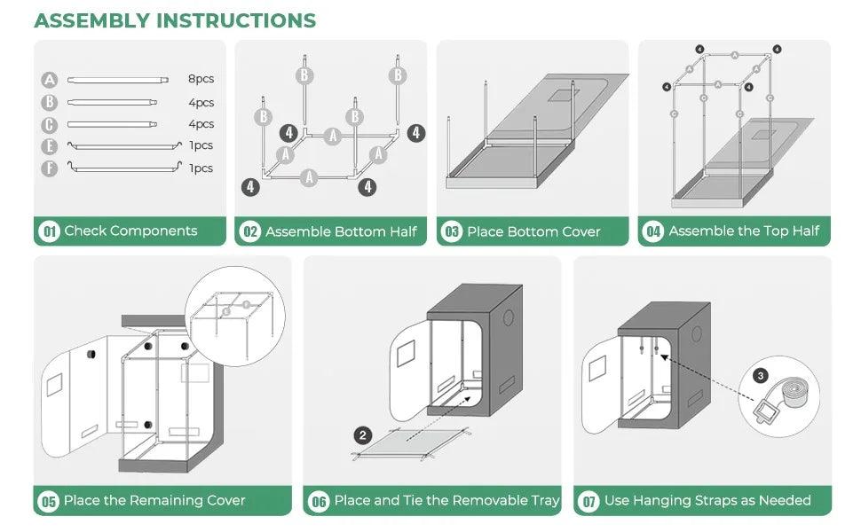 Grow Tent - 31x32x63-Inch Water-Resistant Indoor Hydroponic System with Removable Floor Tray and Observation Window