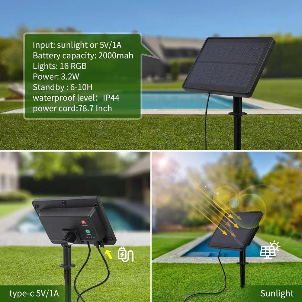 Pool Fountains and Water Features | 360° Adjustable 12-Color LED Solar Lights | Remote Control Powerful Spray System for Pools