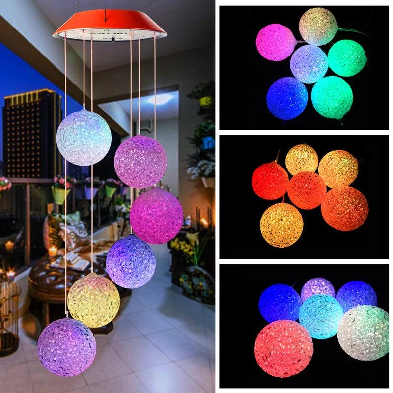 Solar Wind Chimes | LED Color Changing Spiral Spinner | Solar Powered Hanging Lights | Decorative Windbell for Garden, Balcony, Pathway, Home