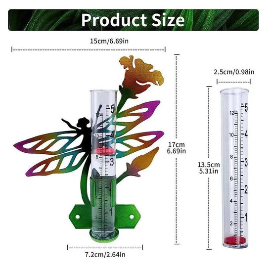 Decorative Rain Gauge for Garden - Large Outdoor Rain Collector with Metal Art, Easy to Read, Perfect for Patio Decoration, Parks, and Gardens