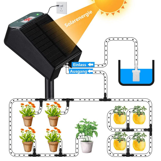 Solar Automatic Drip Irrigation Kit 5V. 2.5 W system for Home Garden | Self-Watering Solar System with Anti-Siphon Device