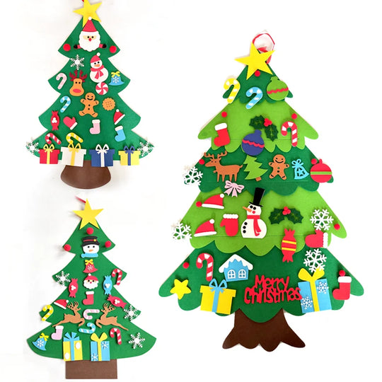 2D and 3D DIY Felt Christmas Tree for Christmas Decoration & Kids Gifts