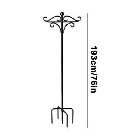 76 Inch Double Shepherd Hook for Bird Feeder, Heavy Duty Tall Shepherds Hook, Decorative Garden Stakes, 5 Prong Base Stand for Outdoor Yard