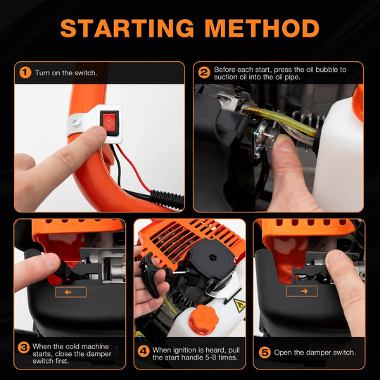 52cc 2-Stroke Gas Powered Post Hole Digger with 3 Drill Bits, Auger Fence Pole Hole Digger for Gardening & Fencing