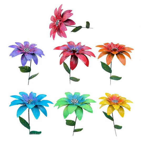 7pcs/set Decorative Metal Day Lily Garden Stakes - Beautiful Simulation Daylily Flower Yard Decor for Home and Outdoor Use