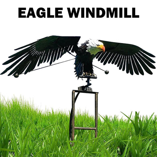 Wind Sculptures - Wing Flapping Eagle Kinetic Art for Gardens | Wind Spinners Outdoor Decor