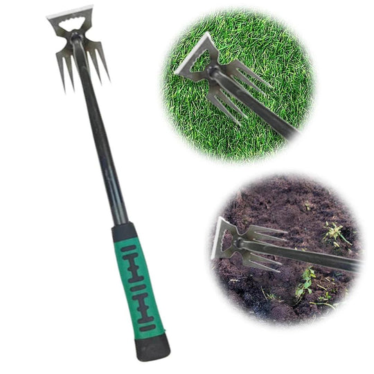 Stainless Steel Weeding Tool - Long Handled Garden Weeder for Grass & Root Removal, Soil Loosening