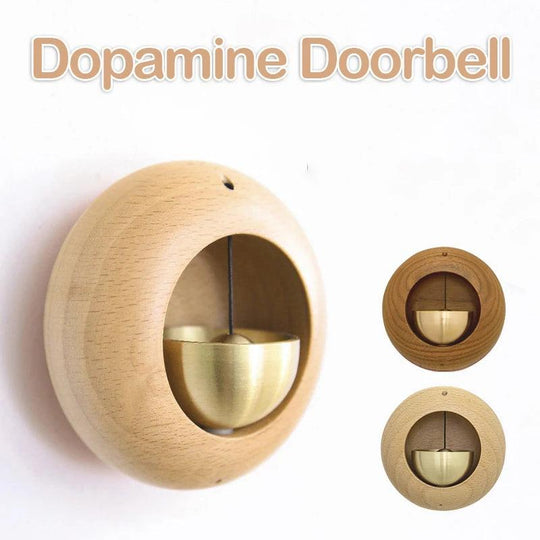 Wooden Wind Chimes Doorbell - Decorative Wood and Brass Bell for Door Opening, Japanese Porch Reminder, Outdoor Wind Chime