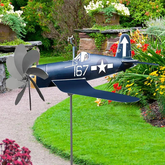 Aircraft Metal Wind Spinner | Stainless Steel Yard Wind Spinner | Garden and Lawn Decoration | Outdoor Windmill | Wind Spinners for Yard and Garden