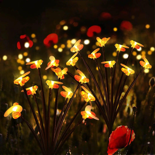 Solar Firefly Garden Bee Lights - Outdoor Waterproof Swaying Decorative Lamp for Patio, Pathway, Yard, and Party Decor 6/8/10