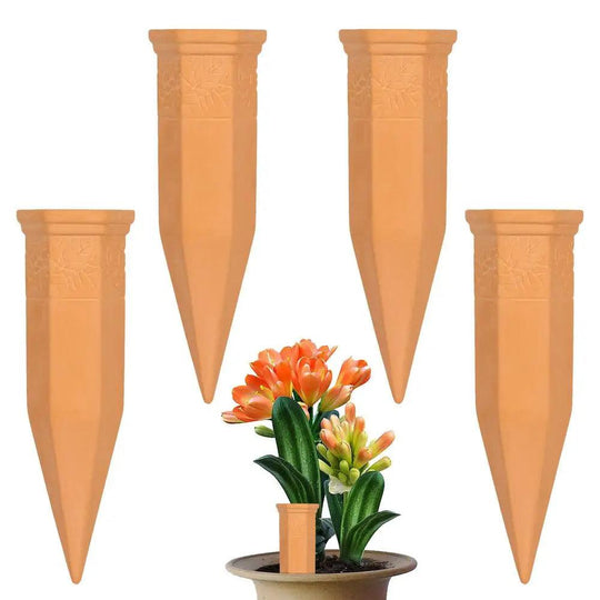 4PCS Automatic Plant watering Stake - Terracotta flowerpot Dripper Home Garden Flower Plants Drip Irrigation Watering Devices