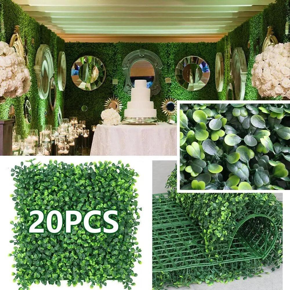 Artificial Grass Wall Backdrop | Boxwood Hedge Panels for Wall Decor | Wedding & Event Backdrop | PE Plastic Turf | 25"x25" Panels (5/10/20 Pcs)