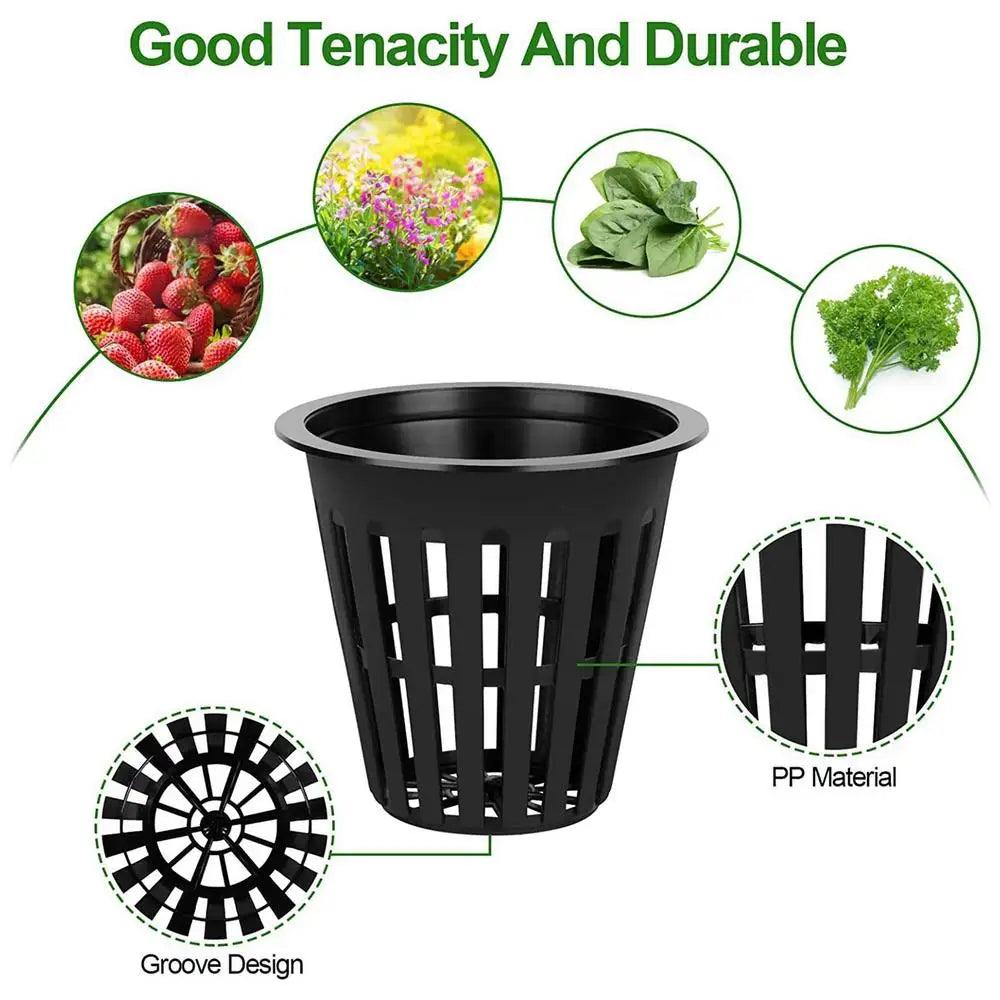 50/100pcs 2 Inch Hydroponic Net Pots – Slotted Mesh Wide Lip Plant Baskets for Vegetable Gardens