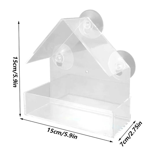 Clear View Window Bird Feeder - Transparent Removable with Suction Cups, Sliding Feed Tray, Waterproof, Squirrel-Proof for Windows