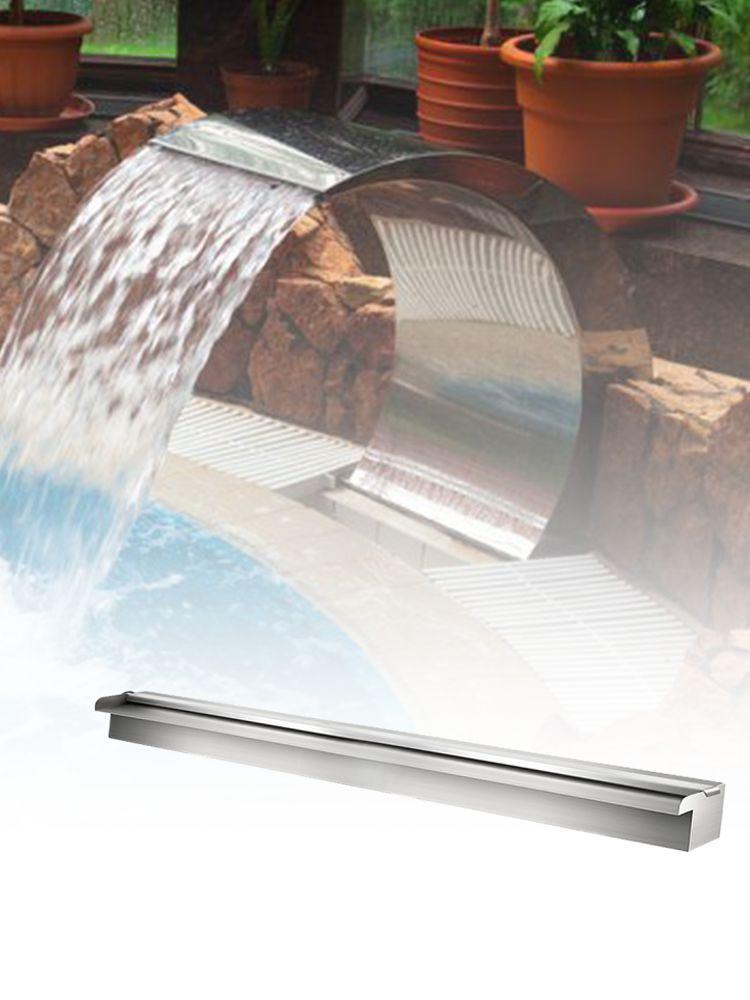 Stainless Steel Pool Waterfall Fountain with Pipe Connector for Pools, Solar Water Features, Spillway for Swimming Pools, Ponds, Gardens